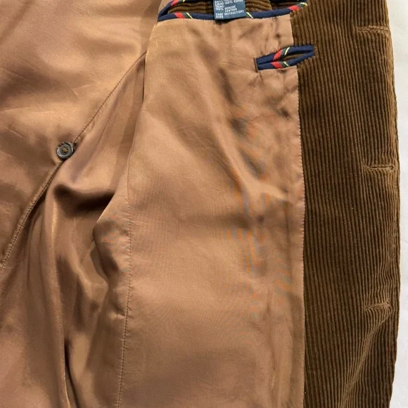Polo Ralph Lauren Brown Corduroy Jacket w/Leather Elbow Patches, 44L, Great Cond